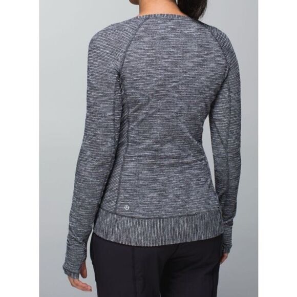 46 Lululemon Race Your Pace GRAY PIQUE seamless Long Sleeve TOP SHIRT sz 6 - Picture 2 of 8